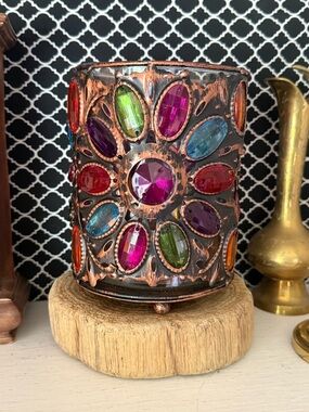 Vintage Pier 1 Imports Caravan Gem Candle Holder Lantern Sleeve 2 Piece